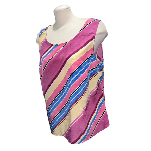 Croft & Barrow Womens Sz XL Sleeveless Multicolor Striped Tank Top Blouse - Picture 6 of 11